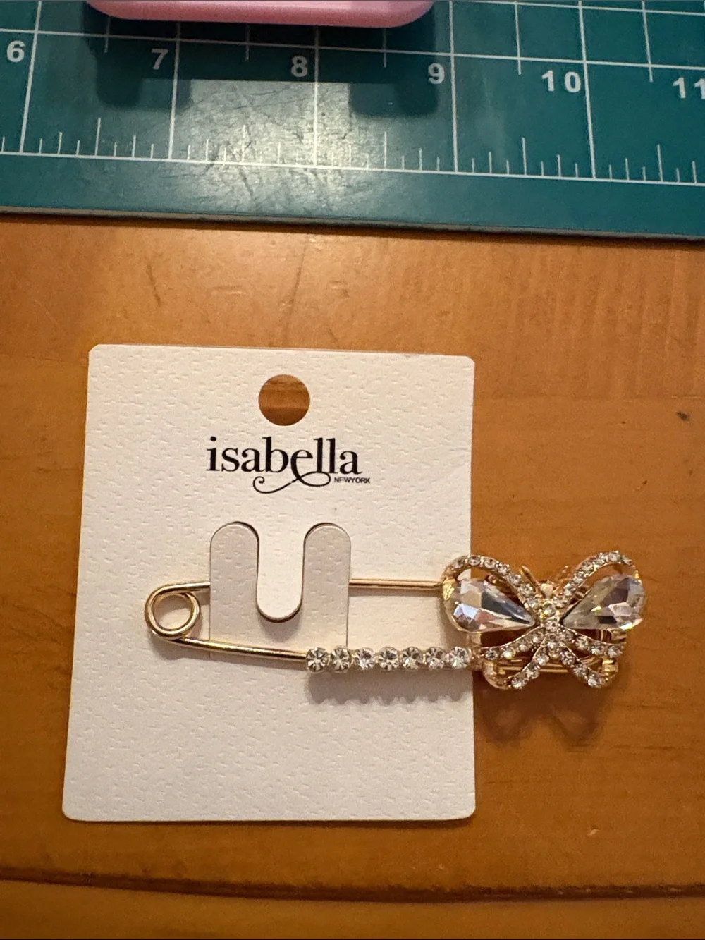 Abella Kids Gold Butterfly Crystal Safety Pin Accent